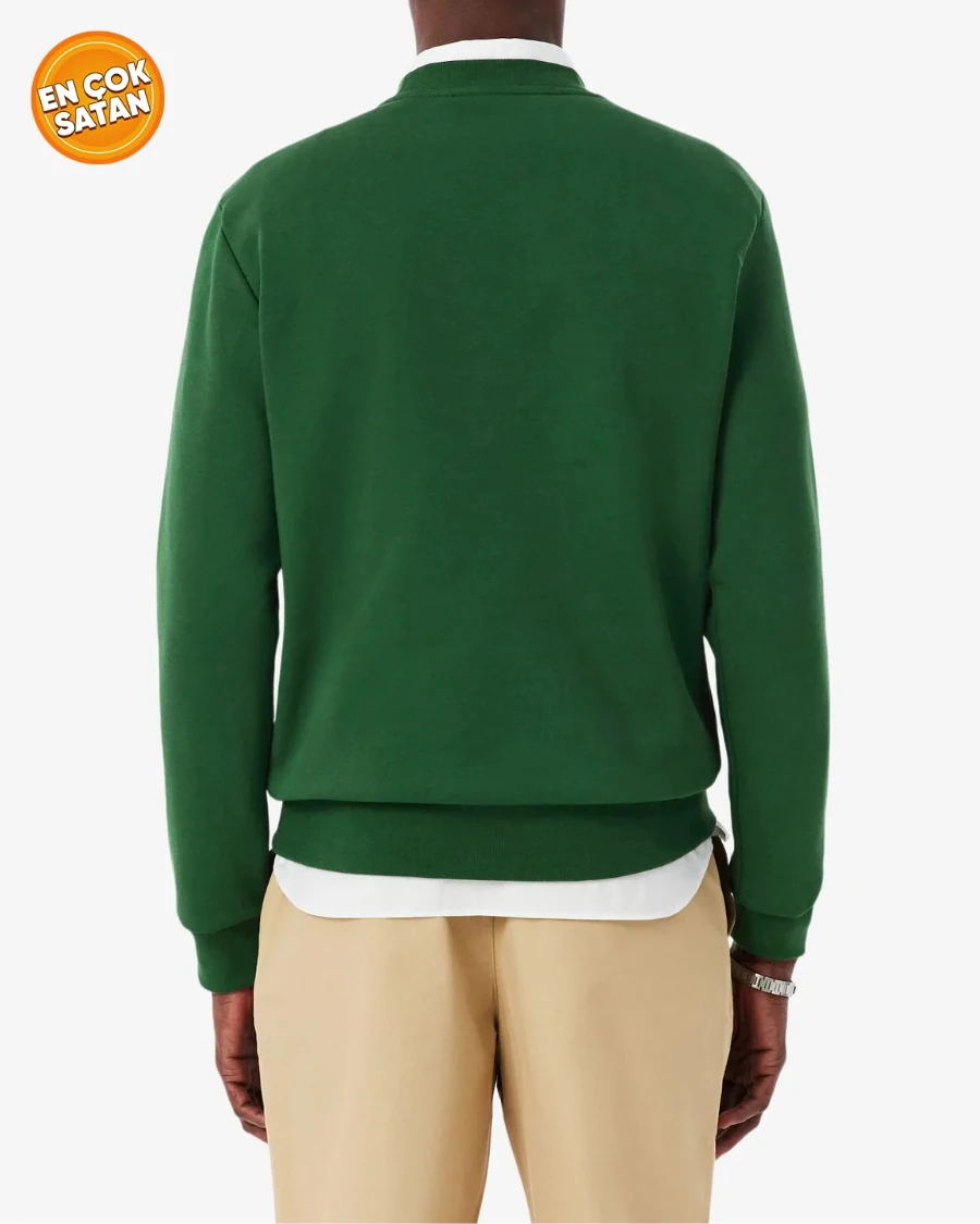 Erkek Classic Fit Bisiklet Yaka Yeşil Sweatshirt