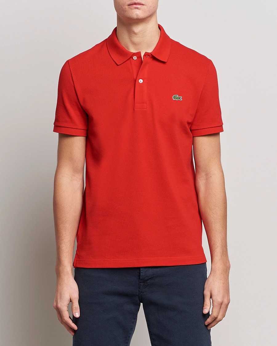 L.12.12 Erkek Slim Fit Kırmızı Polo Yaka T-Shirt