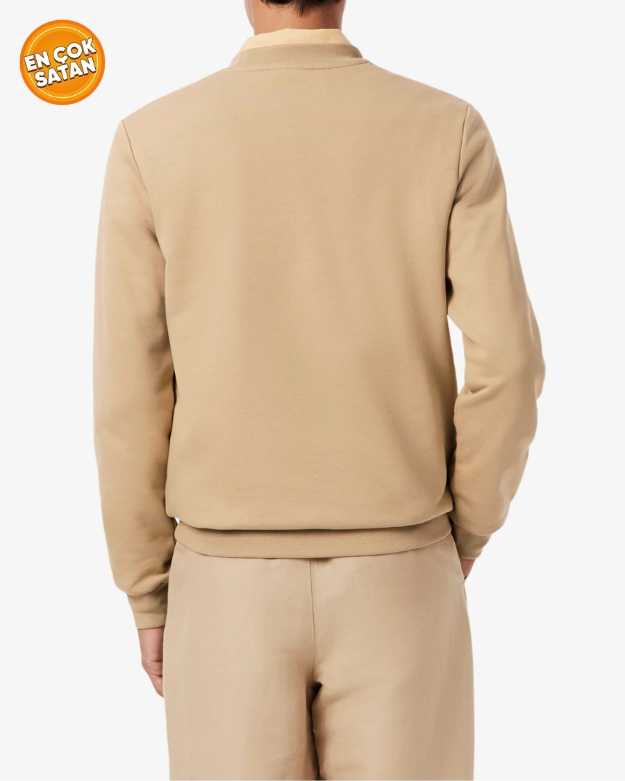 Erkek Classic Fit Bisiklet Yaka Kum Rengi Sweatshirt