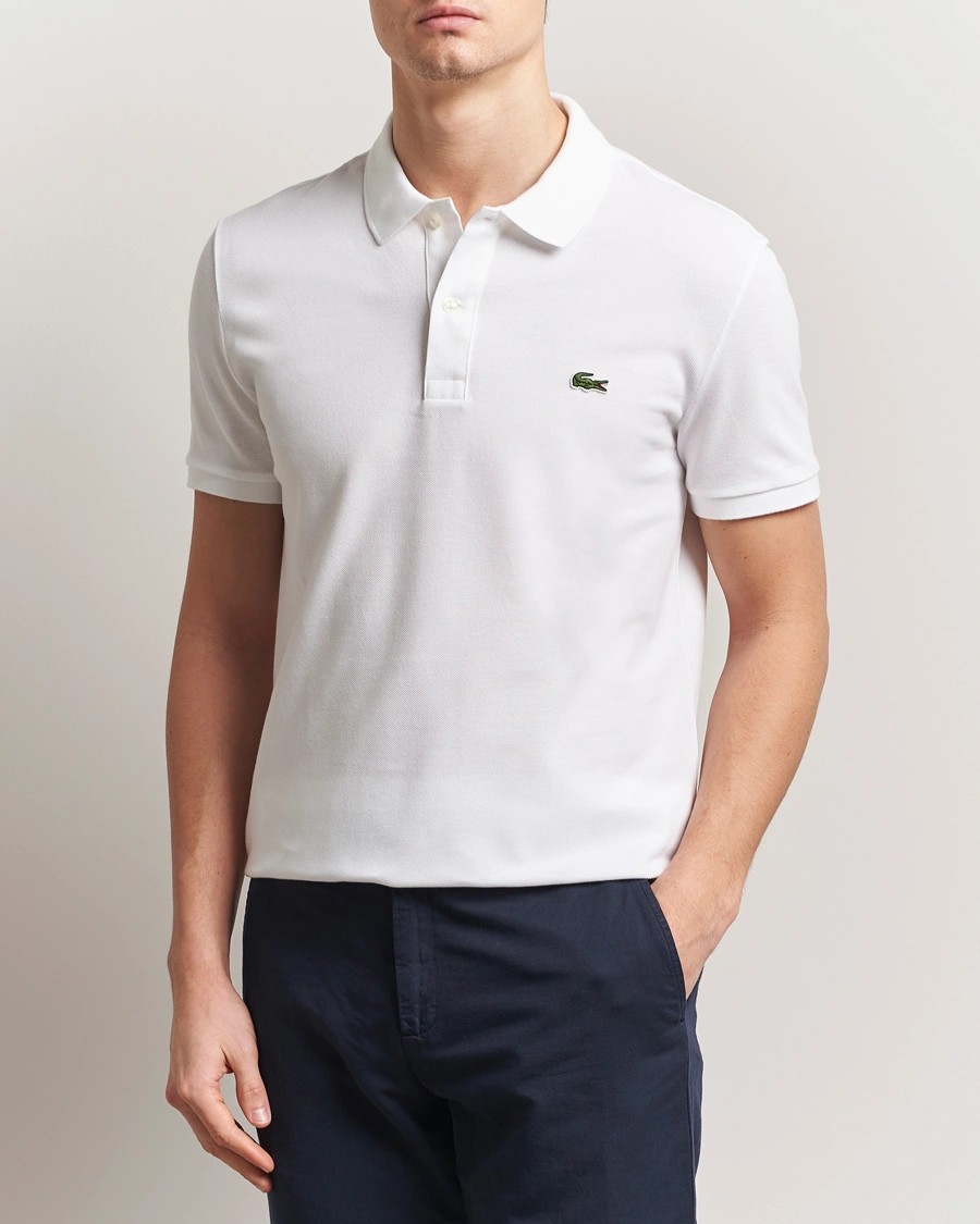 L.12.12 Erkek Slim Fit Beyaz Polo Yaka T-Shirt