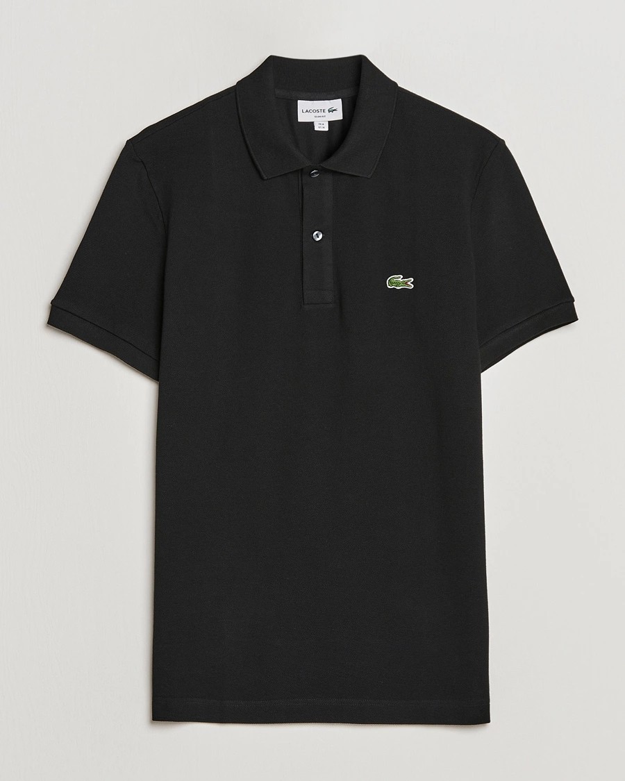 L.12.12 Erkek Slim Fit Siyah Polo Yaka T-Shirt