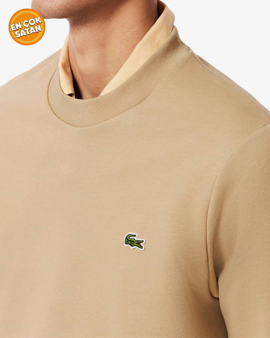 Erkek Classic Fit Bisiklet Yaka Kum Rengi Sweatshirt