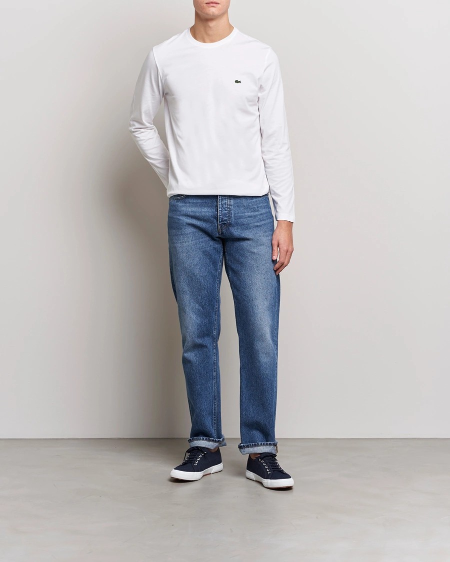 Erkek Standart Fit Uzun Kollu Beyaz T-Shirt