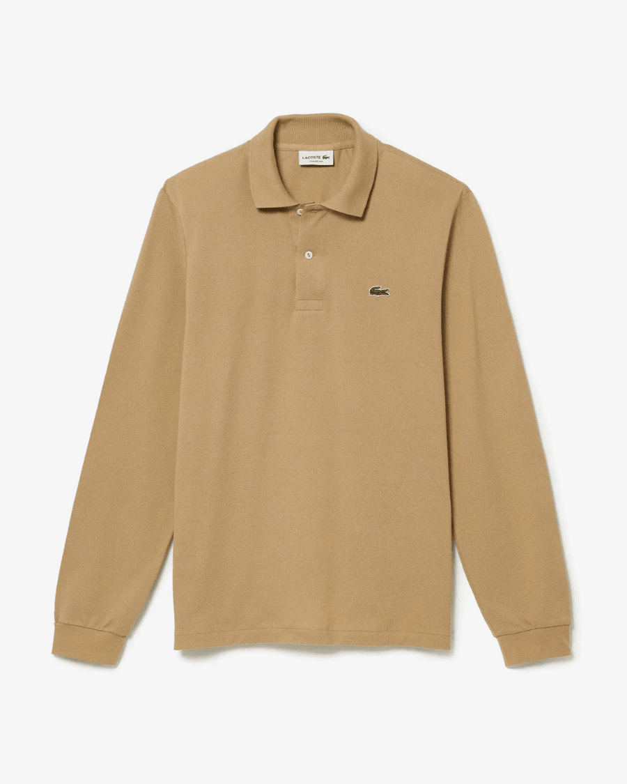 Polo Yaka Erkek Klasik Fit Uzun Kollu Bej Sweatshirt