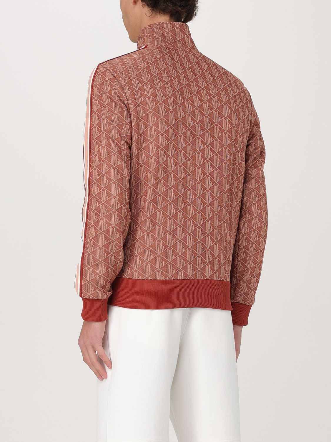 Erkek Regular Fit Fermuarlı Monogram Kırmızı Sweatshirt