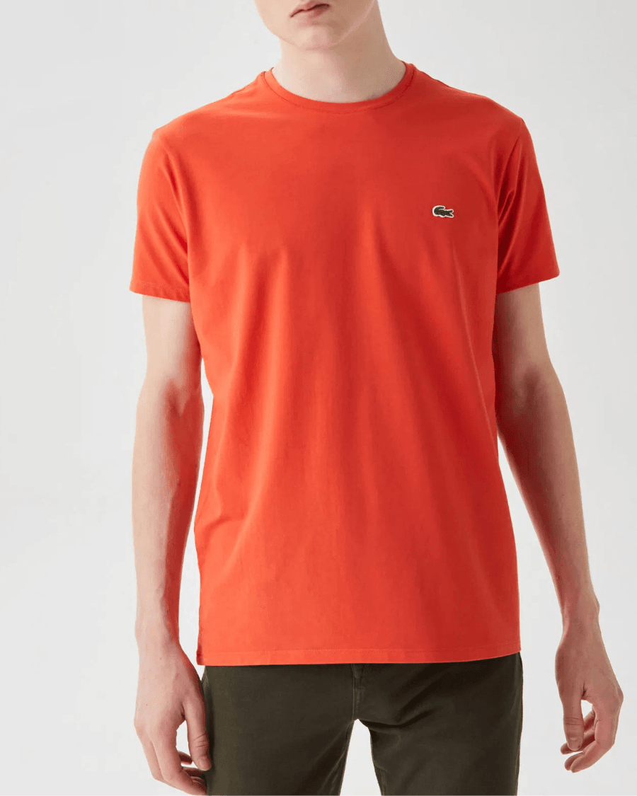Erkek Klasik Fit Bisiklet Yaka Turuncu T-Shirt