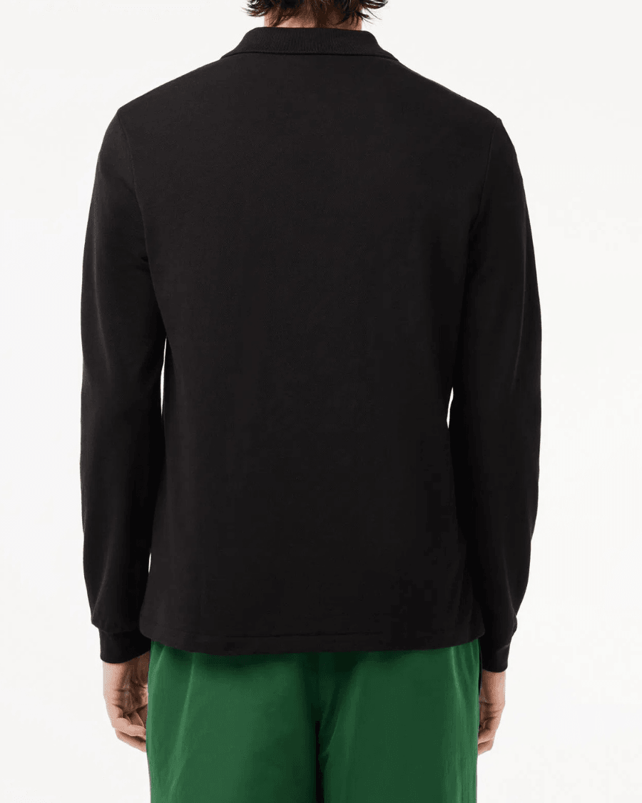 Polo Yaka Erkek Klasik Fit Uzun Kollu Siyah Sweatshirt