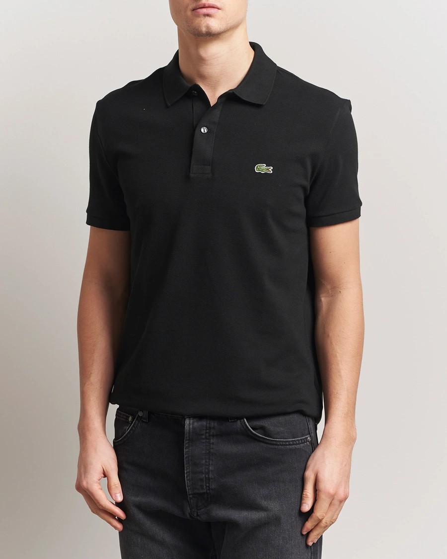 L.12.12 Erkek Slim Fit Siyah Polo Yaka T-Shirt