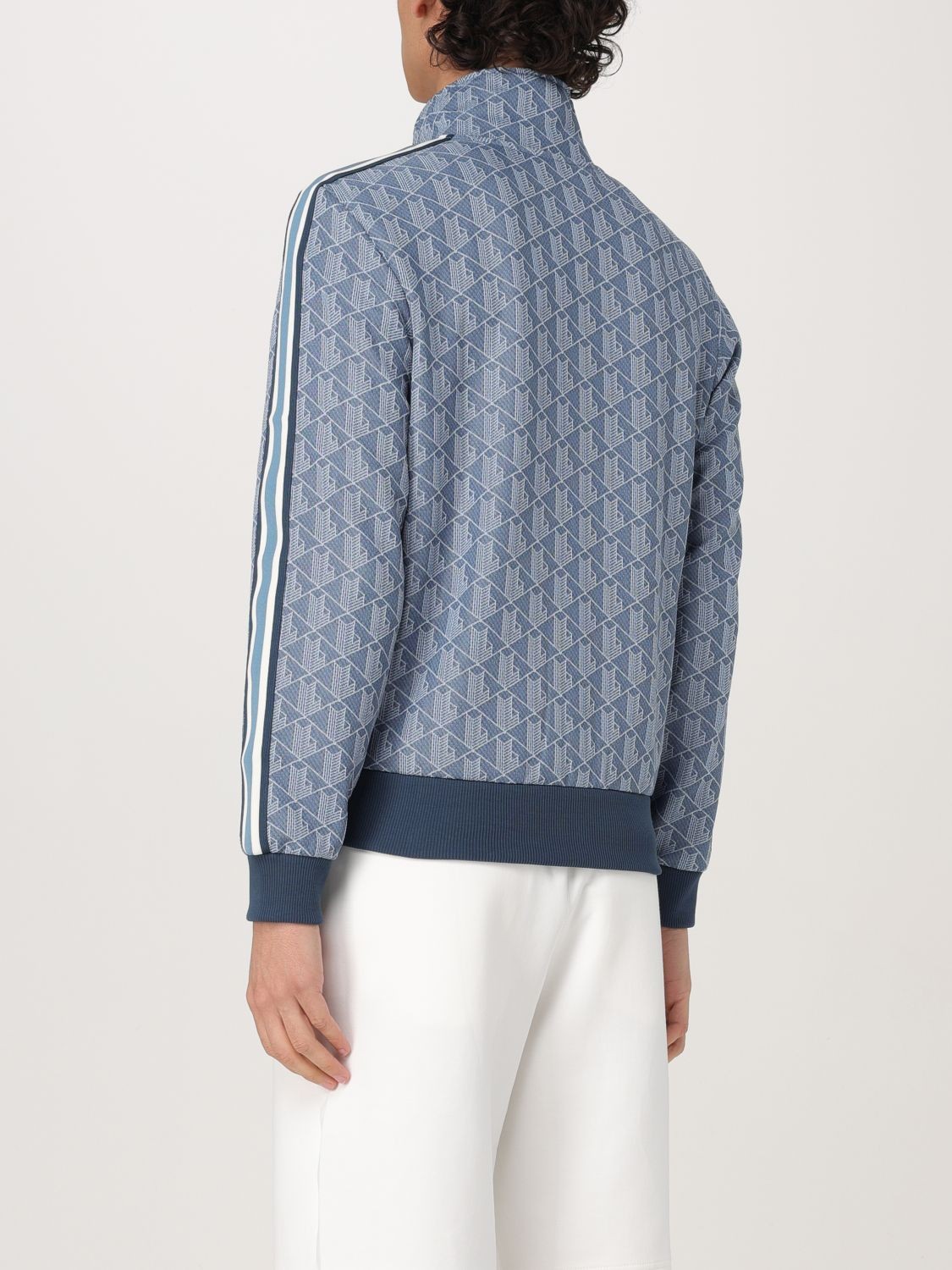 Erkek Regular Fit Fermuarlı Monogram Mavi Sweatshirt