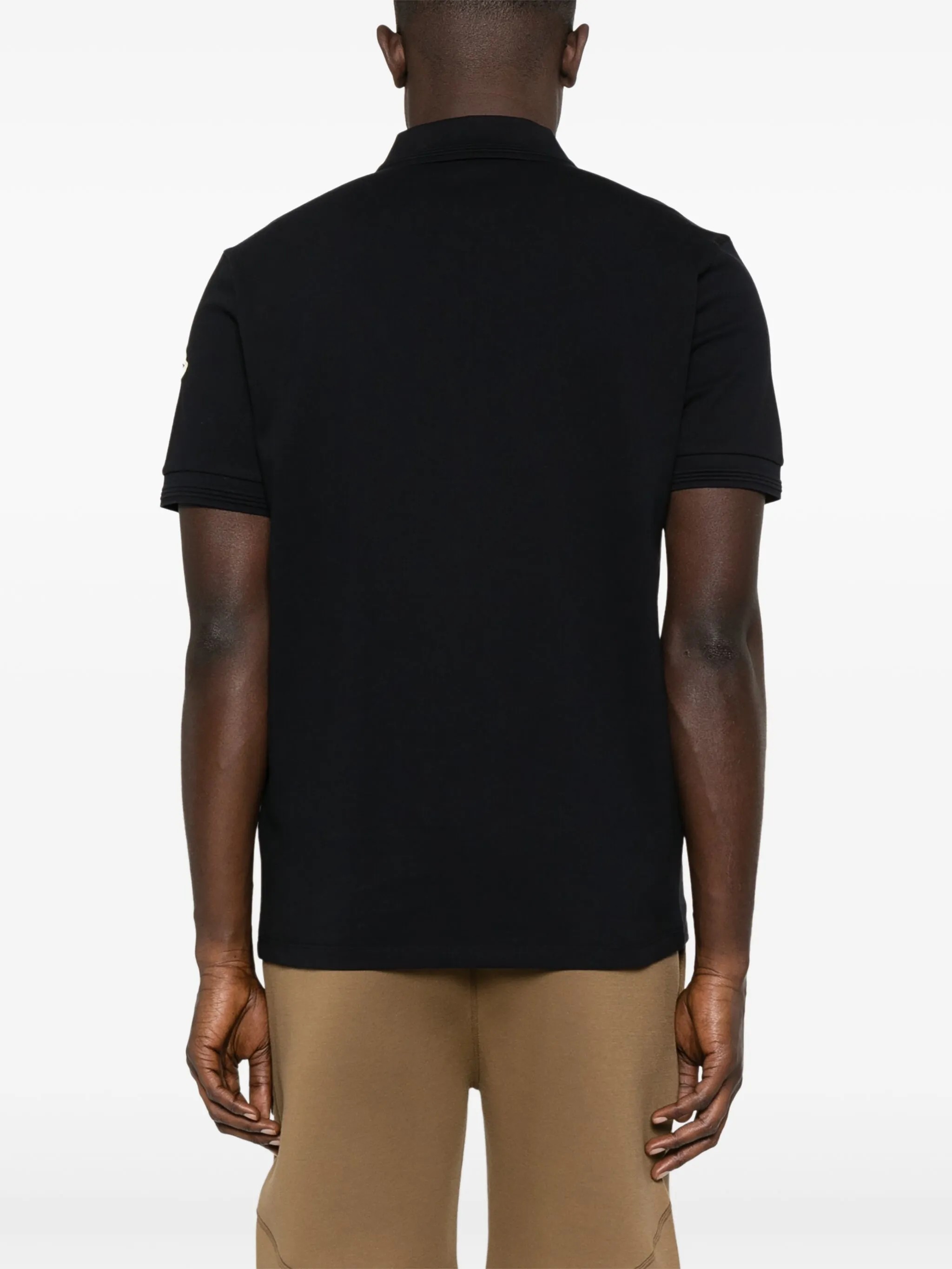 Erkek Patch Logo Polo Yaka T-Shirt Siyah