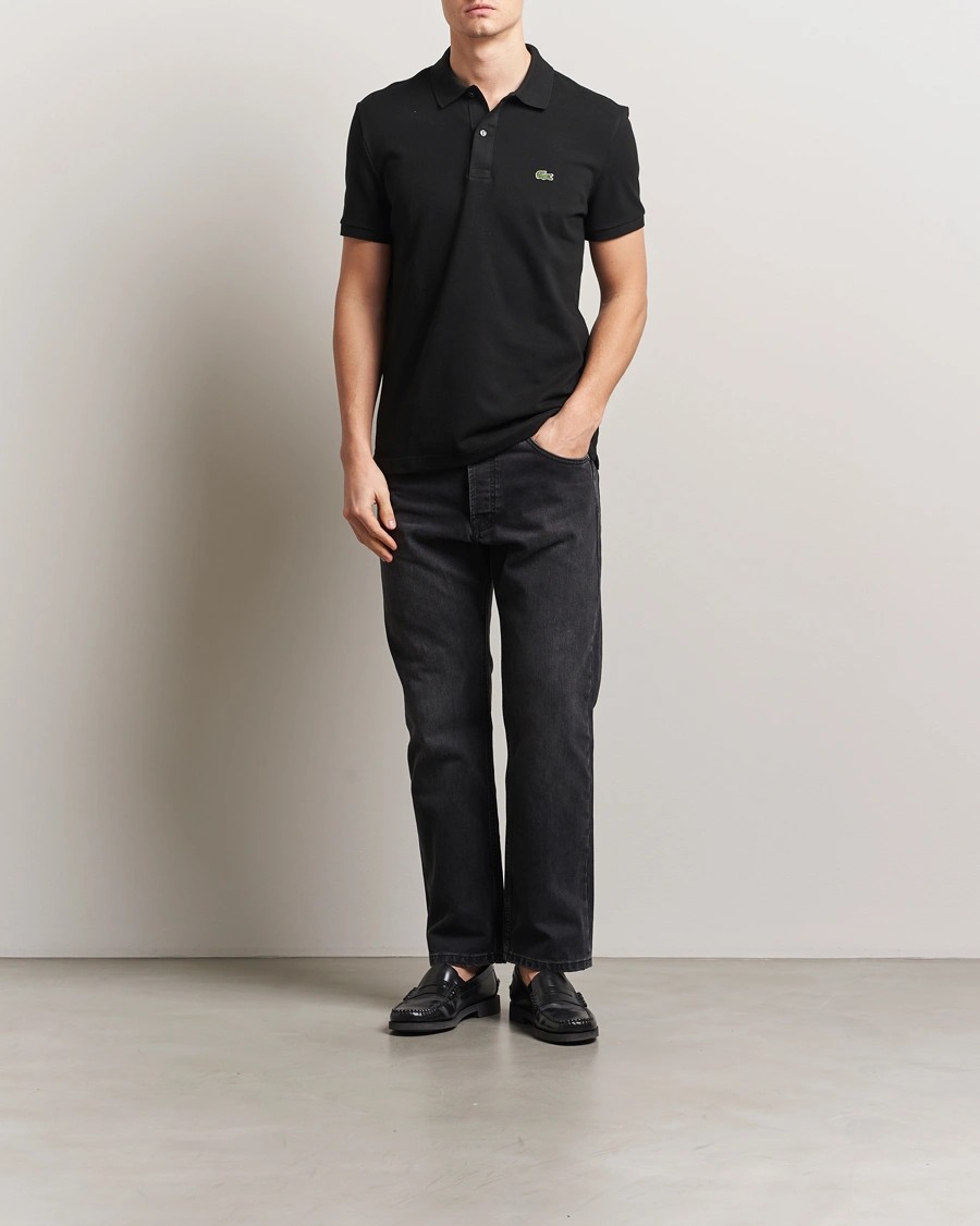 L.12.12 Erkek Slim Fit Siyah Polo Yaka T-Shirt