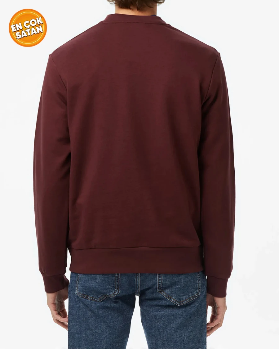 Erkek Classic Fit Bisiklet Yaka Bordo Sweatshirt