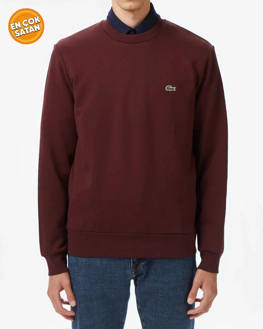 Erkek Classic Fit Bisiklet Yaka Bordo Sweatshirt