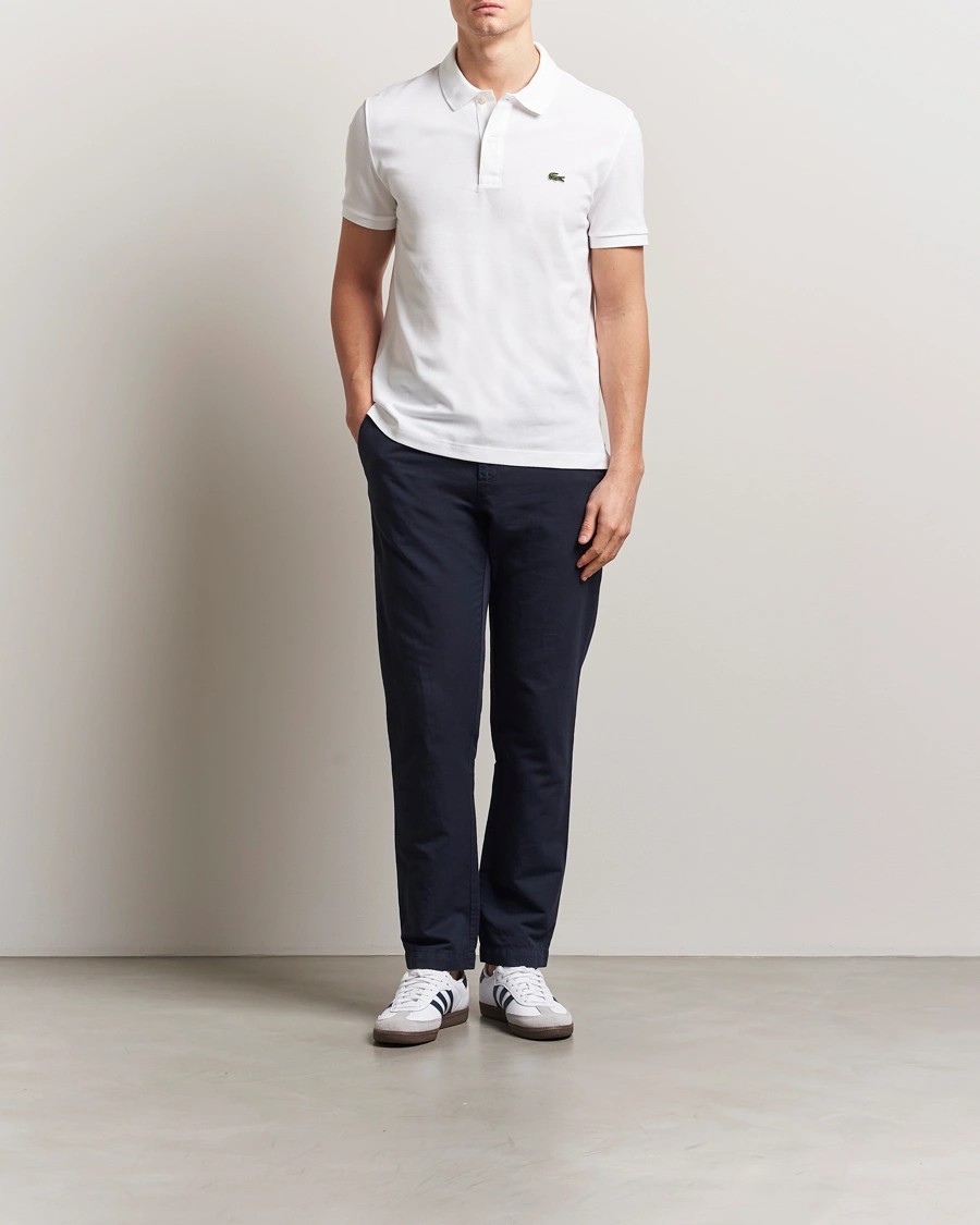 L.12.12 Erkek Slim Fit Beyaz Polo Yaka T-Shirt