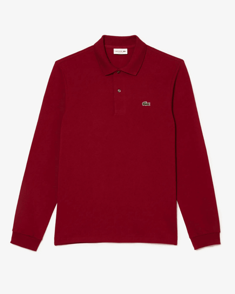 Polo Yaka Erkek Klasik Fit Uzun Kollu Bordo Sweatshirt