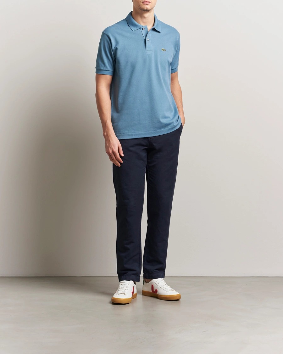 L.12.12 Erkek Klasik Fit Mavi Polo Yaka T-Shirt