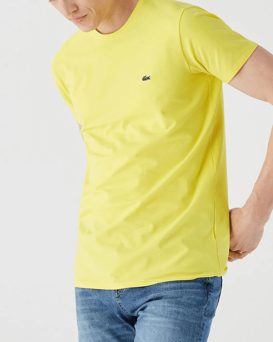 Erkek Klasik Fit Bisiklet Yaka Sarı T-Shirt
