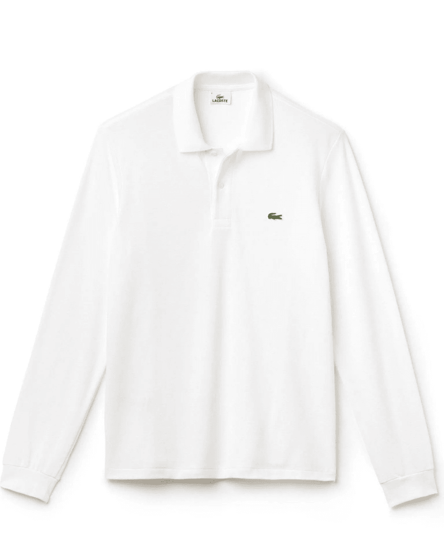 Polo Yaka Erkek Klasik Fit Uzun Kollu Beyaz Sweatshirt