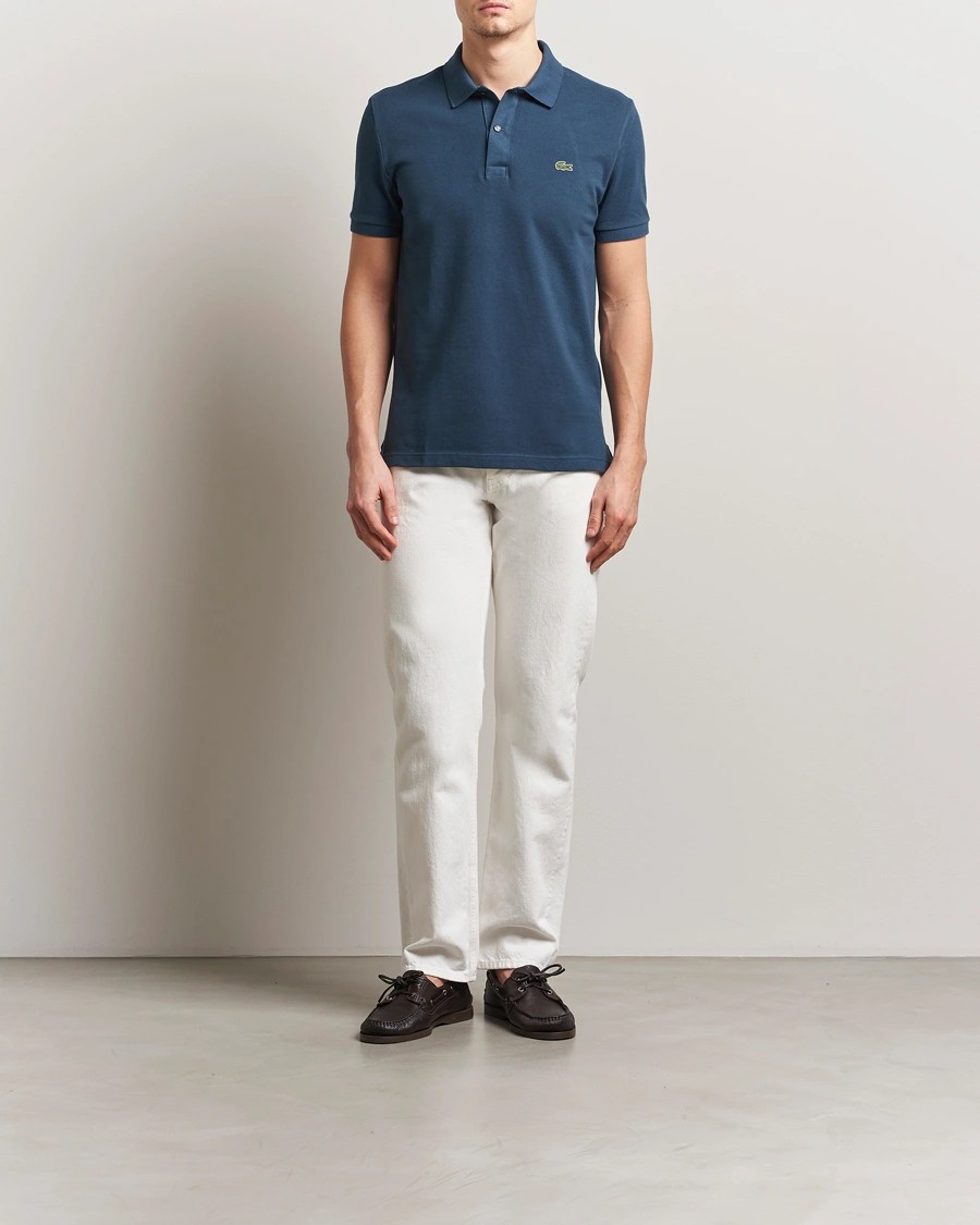 L.12.12 Erkek Slim Fit Mavi Polo Yaka T-Shirt