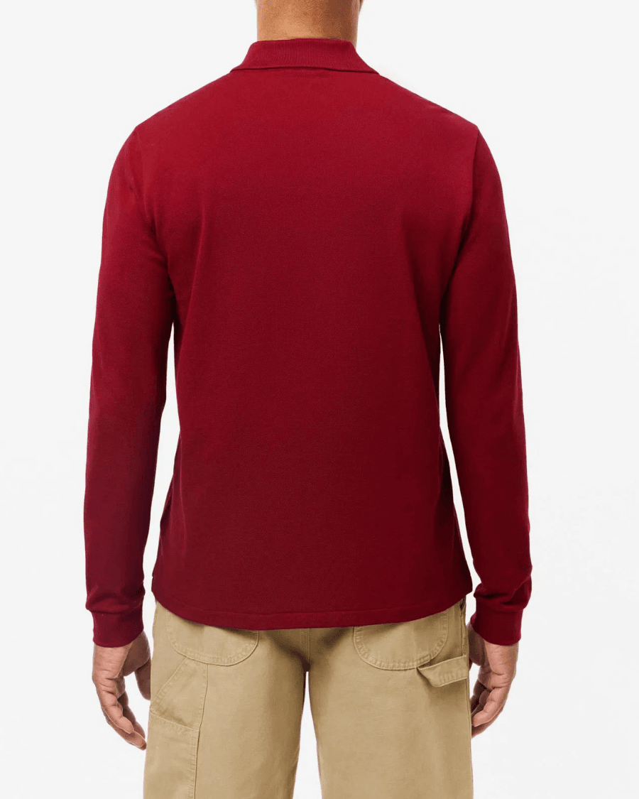 Polo Yaka Erkek Klasik Fit Uzun Kollu Bordo Sweatshirt