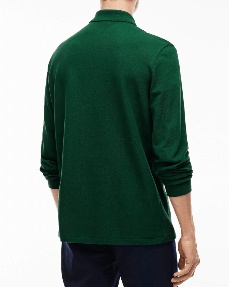 Polo Yaka Erkek Klasik Fit Uzun Kollu Yeşil Sweatshirt
