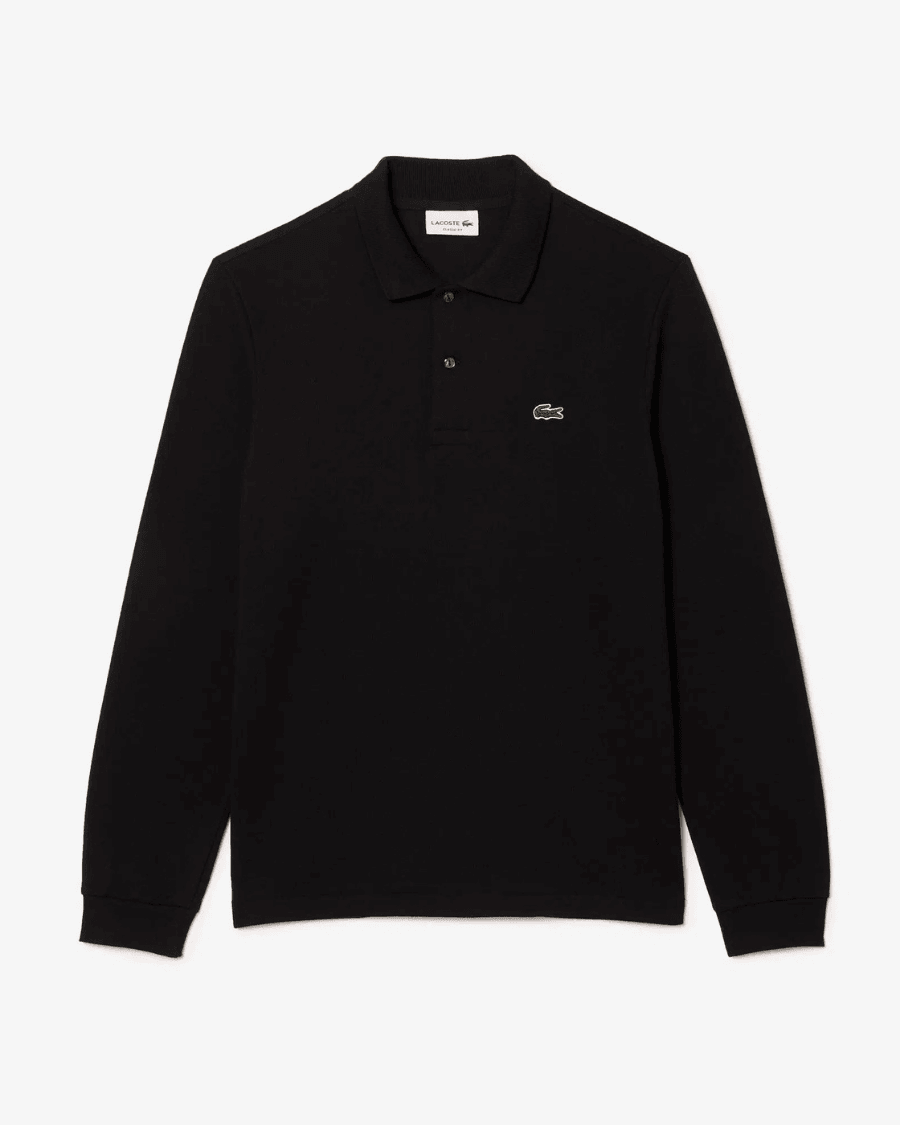 Polo Yaka Erkek Klasik Fit Uzun Kollu Siyah Sweatshirt
