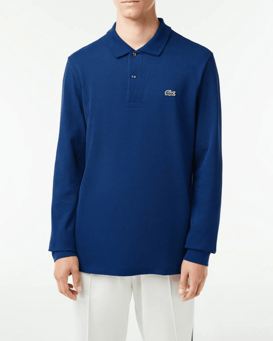 Polo Yaka Erkek Klasik Fit Uzun Kollu Mavi Sweatshirt