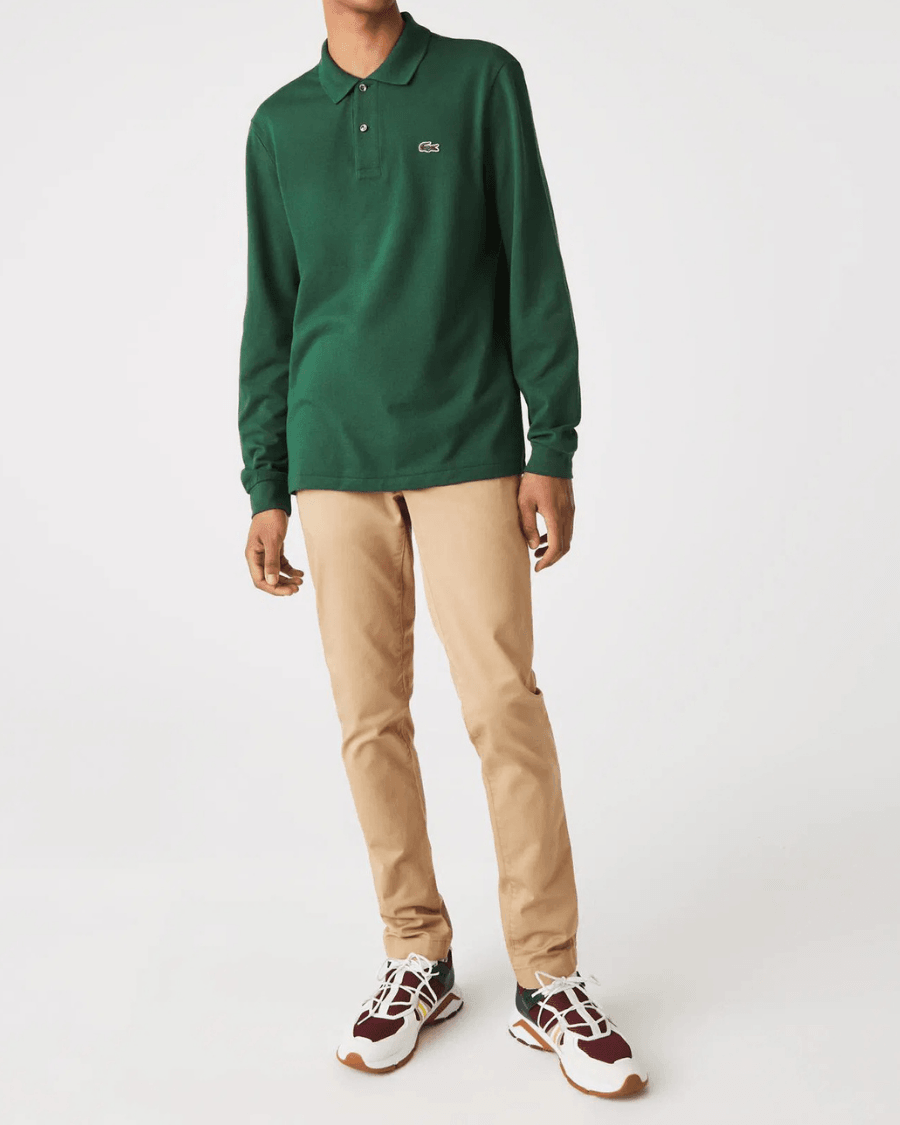 Polo Yaka Erkek Klasik Fit Uzun Kollu Yeşil Sweatshirt