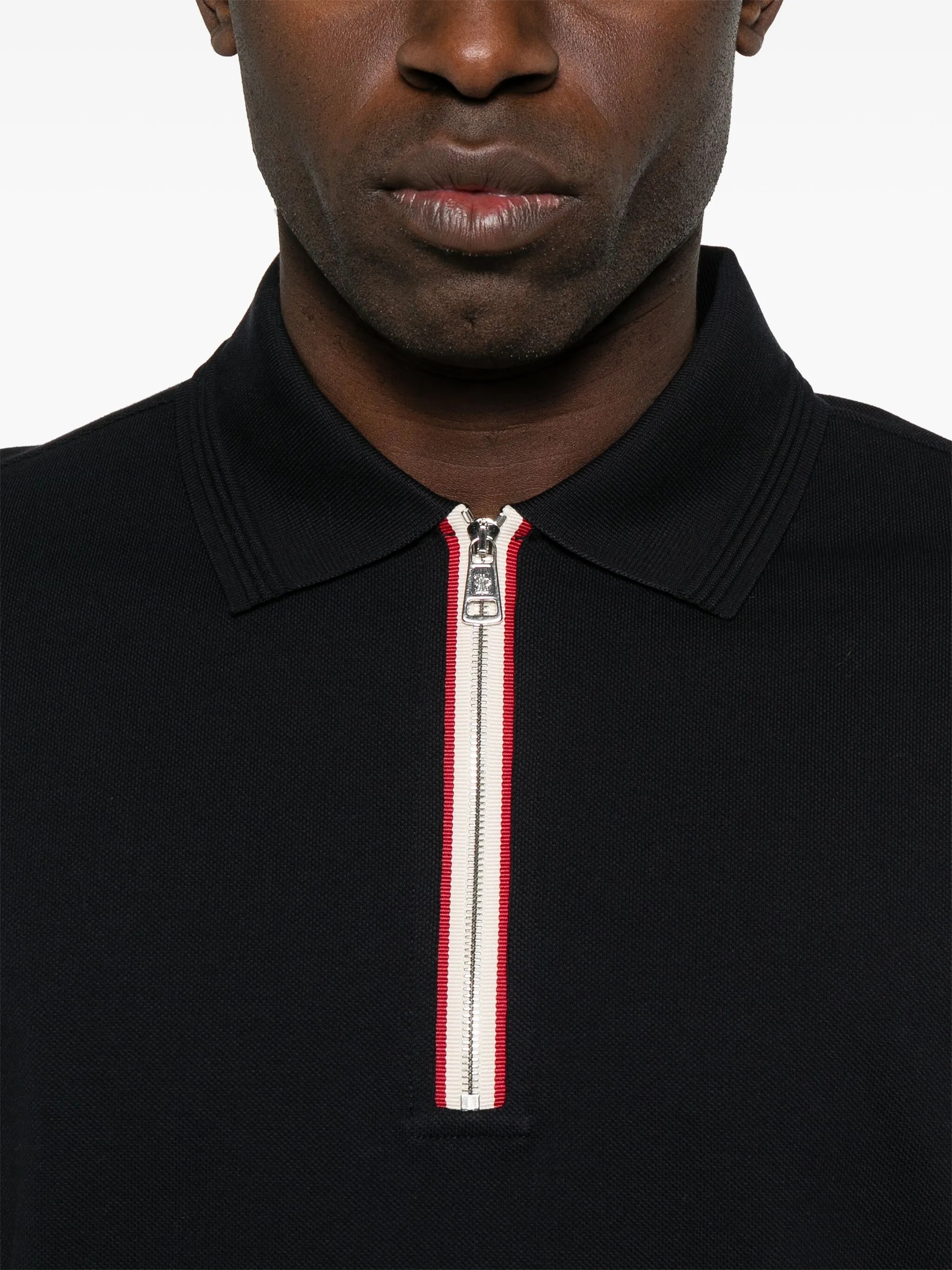 Erkek Patch Logo Polo Yaka T-Shirt Siyah
