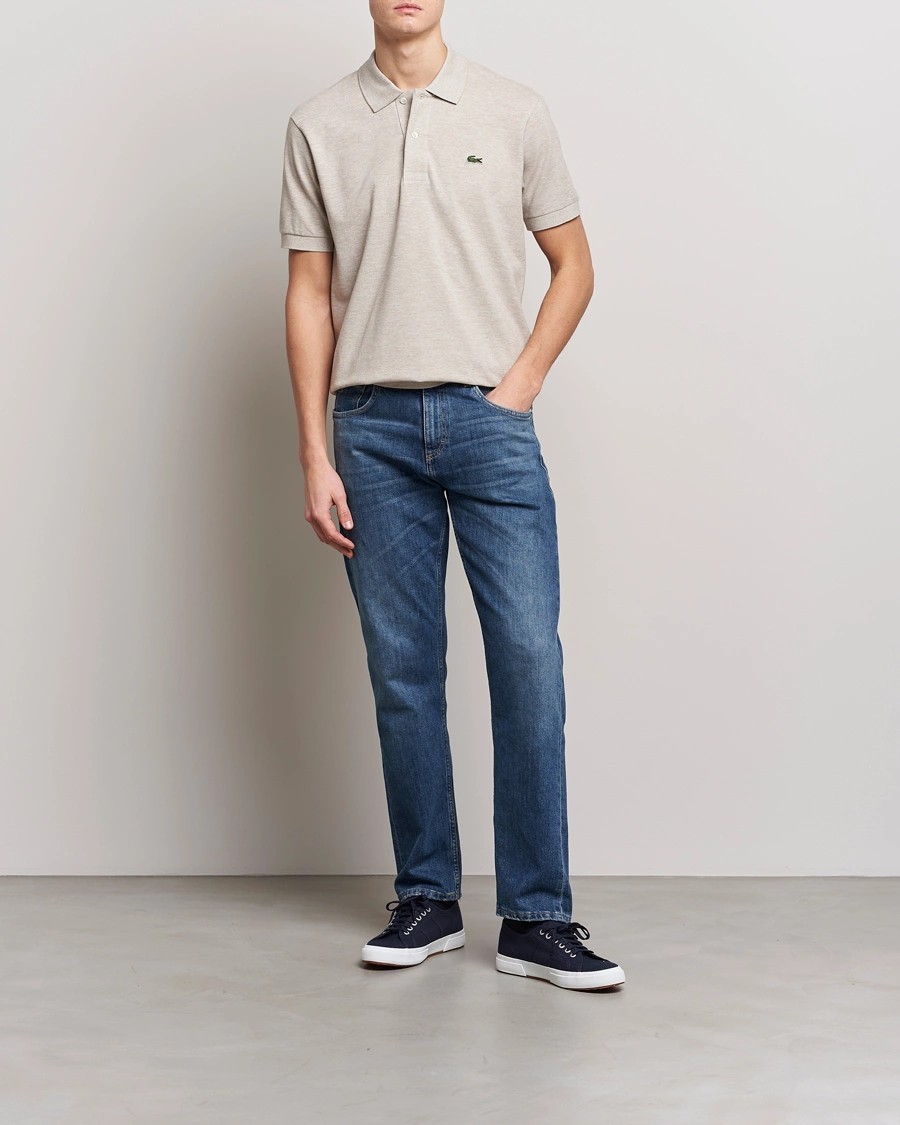 L.12.12 Erkek Klasik Fit Hasır Polo Yaka T-Shirt