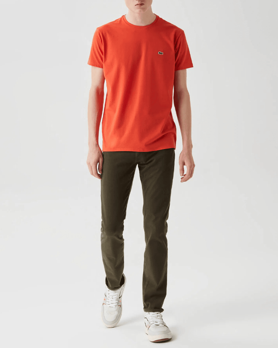 Erkek Klasik Fit Bisiklet Yaka Turuncu T-Shirt
