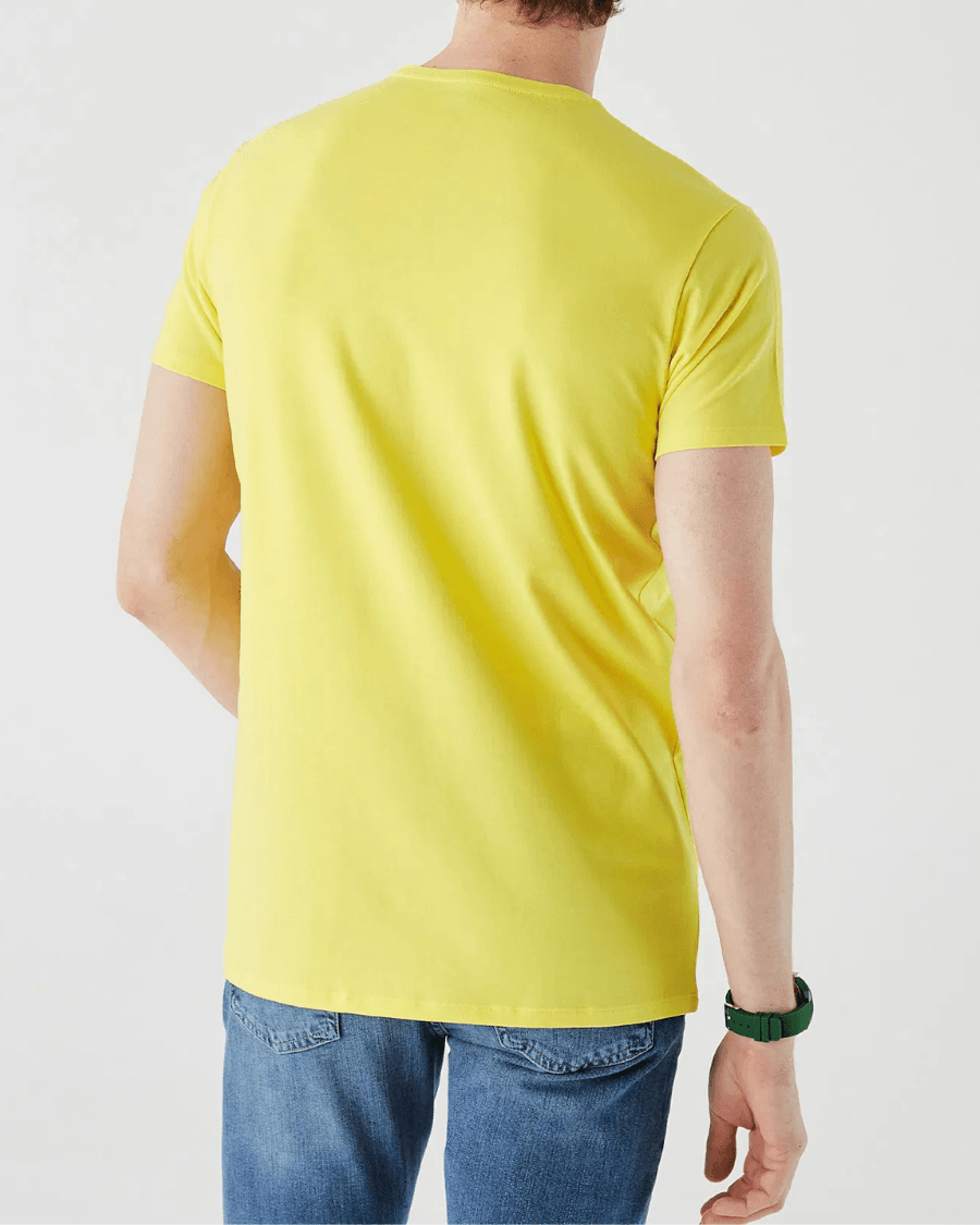Erkek Klasik Fit Bisiklet Yaka Sarı T-Shirt