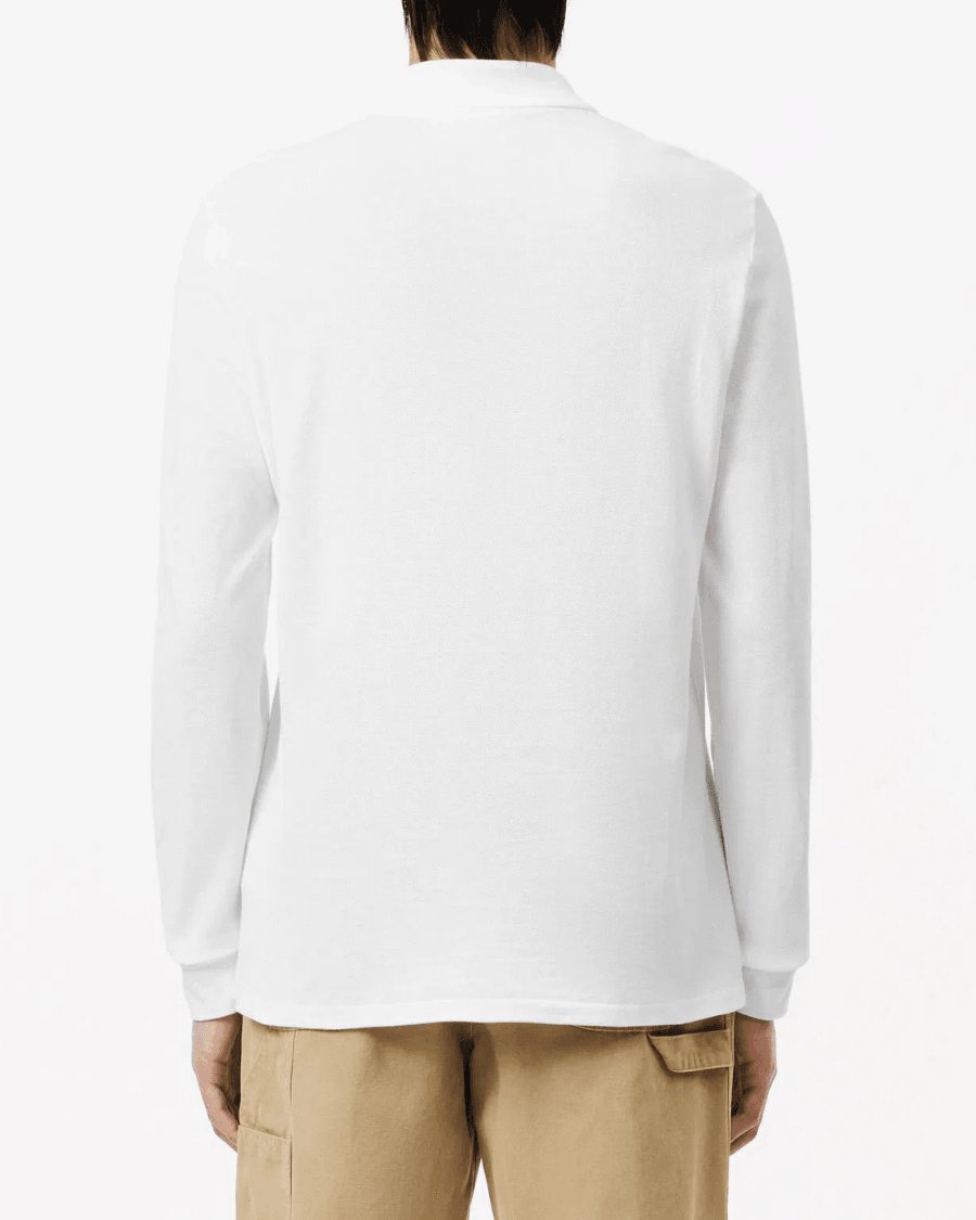 Polo Yaka Erkek Klasik Fit Uzun Kollu Beyaz Sweatshirt