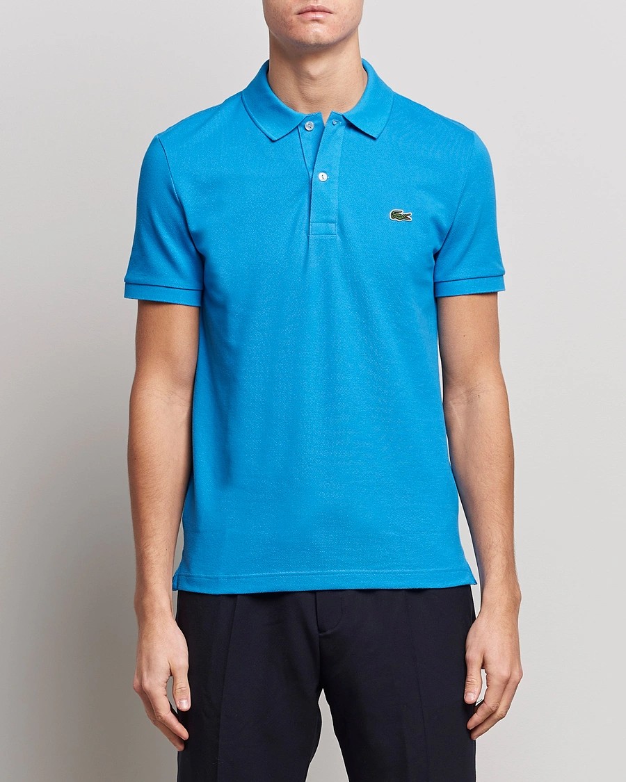L.12.12 Erkek Slim Fit Mavi Polo Yaka T-Shirt
