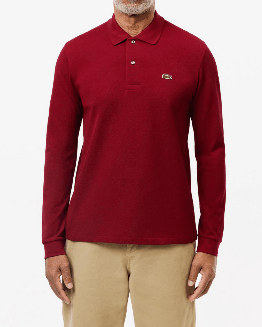 Polo Yaka Erkek Klasik Fit Uzun Kollu Bordo Sweatshirt