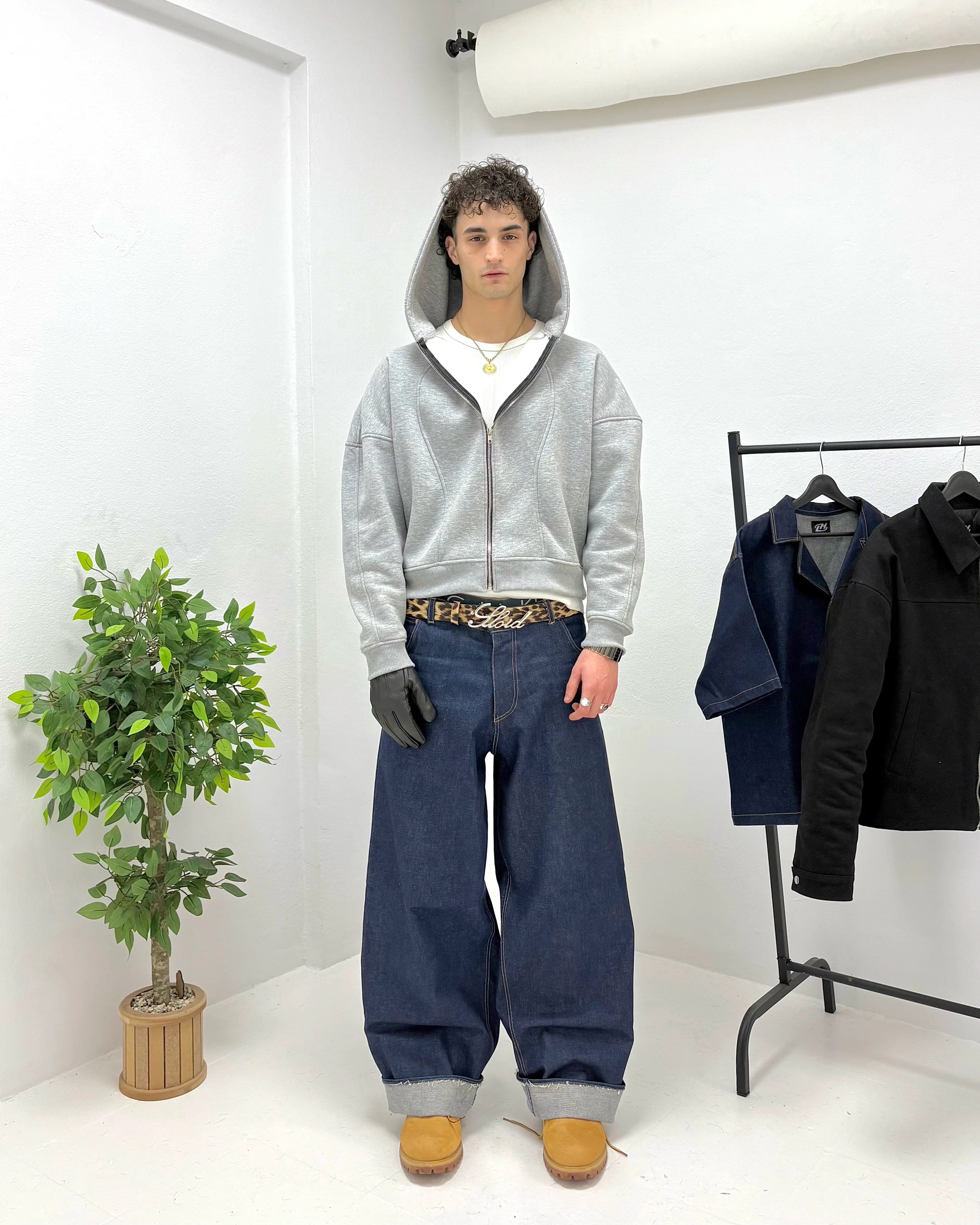 LOCKHIGH BASIC 002 ZIP HOODIE - GRAY