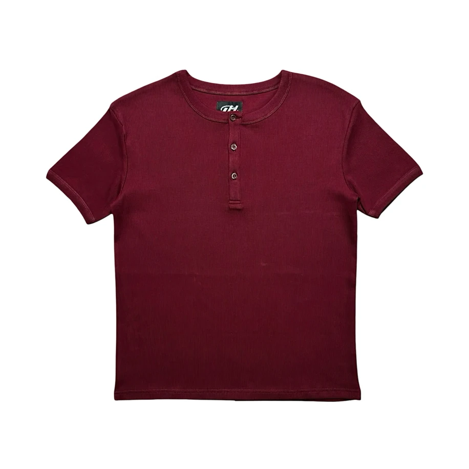 LOCKHIGH SLIM-FIT HENLEY TEE - BURGUNDY