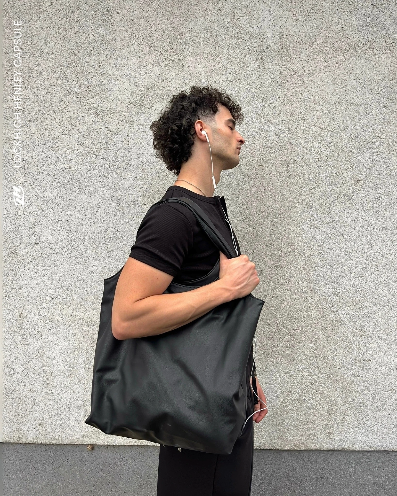 LOCKHIGH SLIM-FIT HENLEY TEE - BLACK