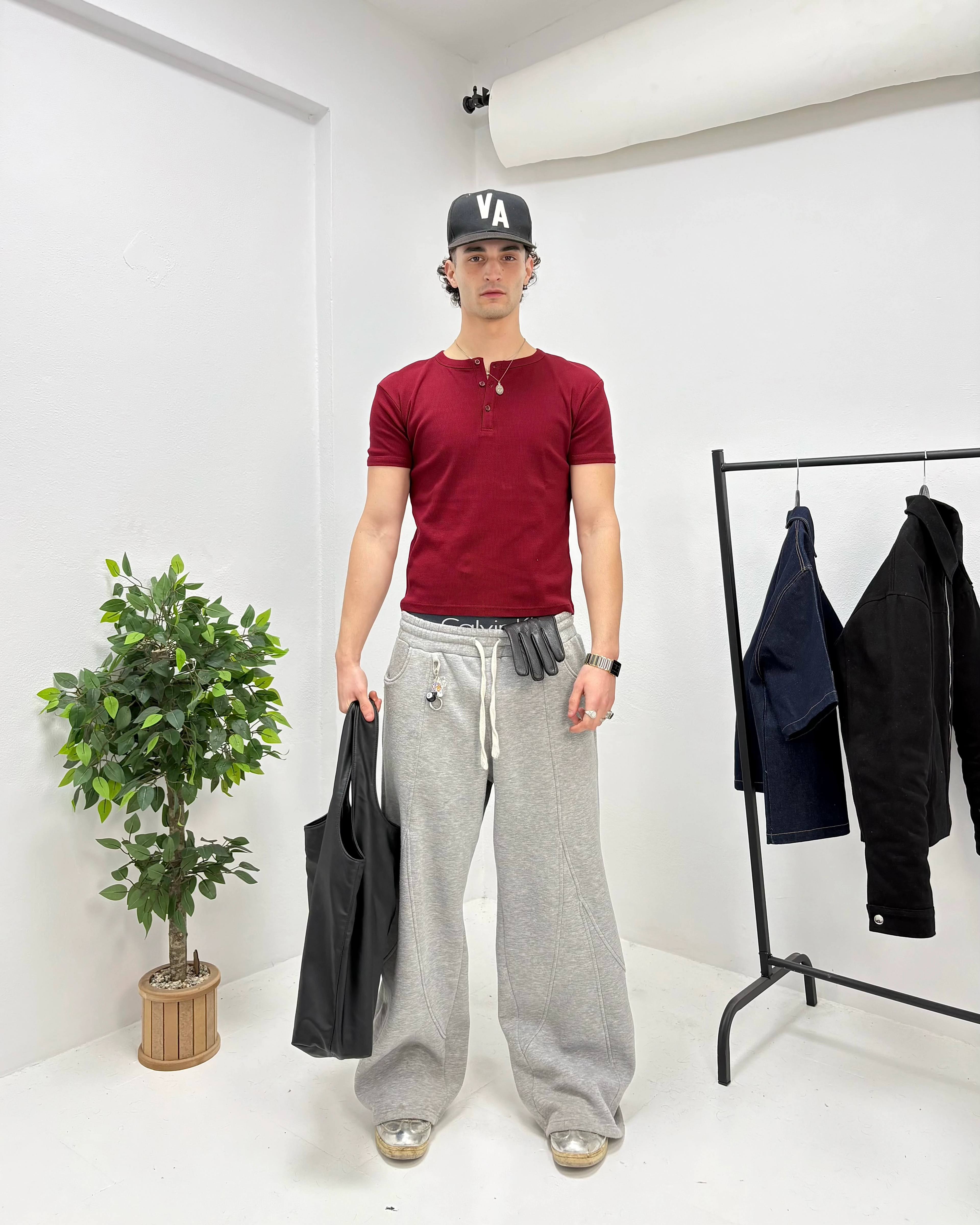 LOCKHIGH SLIM-FIT HENLEY TEE - BURGUNDY