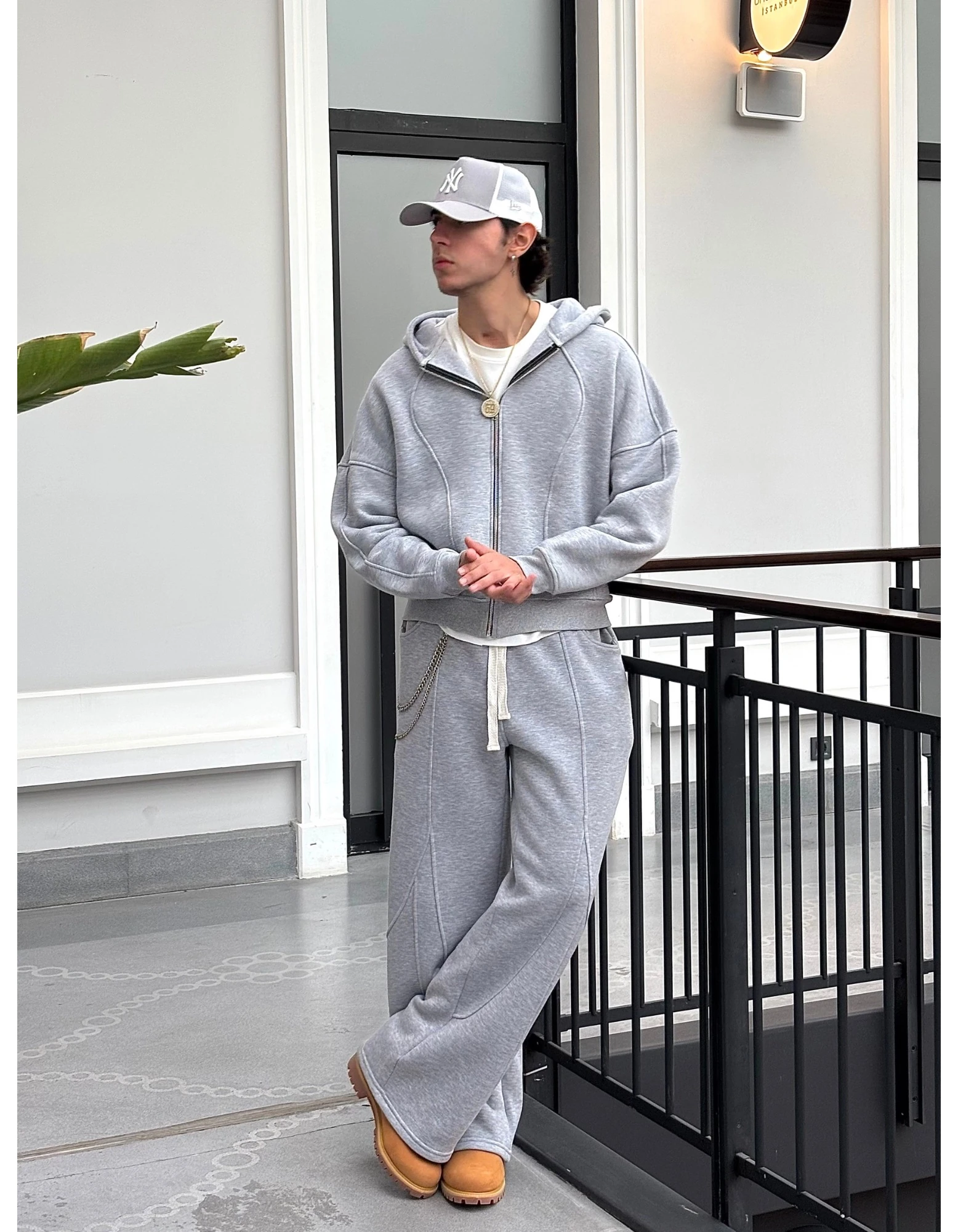 LOCKHIGH BASIC 002 ZIP HOODIE - GRAY