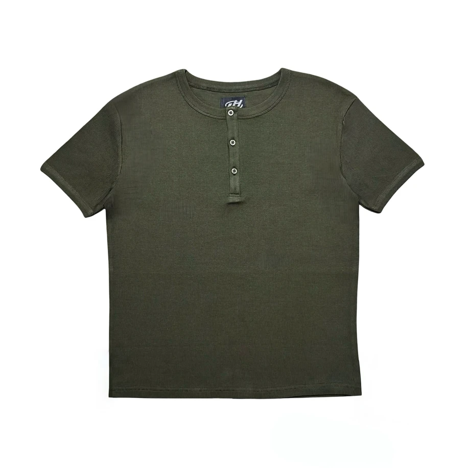 LOCKHIGH SLIM-FIT HENLEY TEE - KHAKI