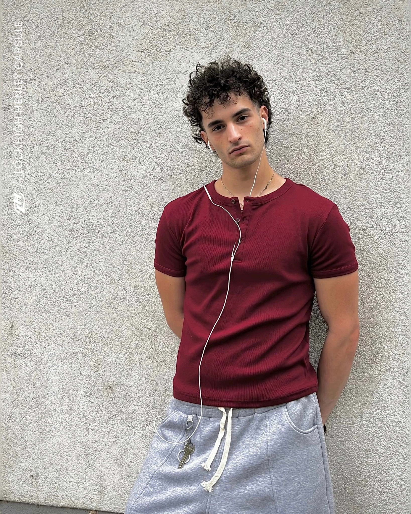 LOCKHIGH SLIM-FIT HENLEY TEE - BURGUNDY