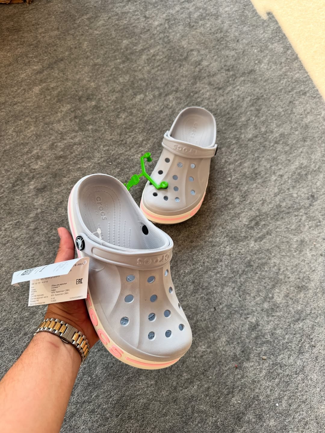 Crocs Gri-Pembe