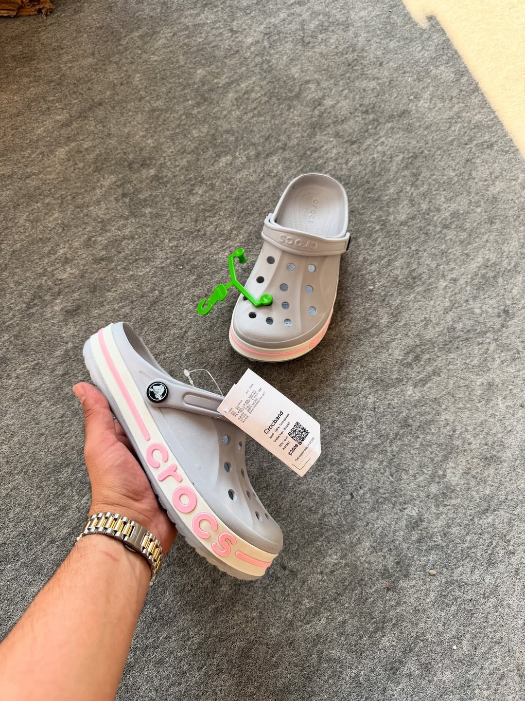 Crocs Gri-Pembe