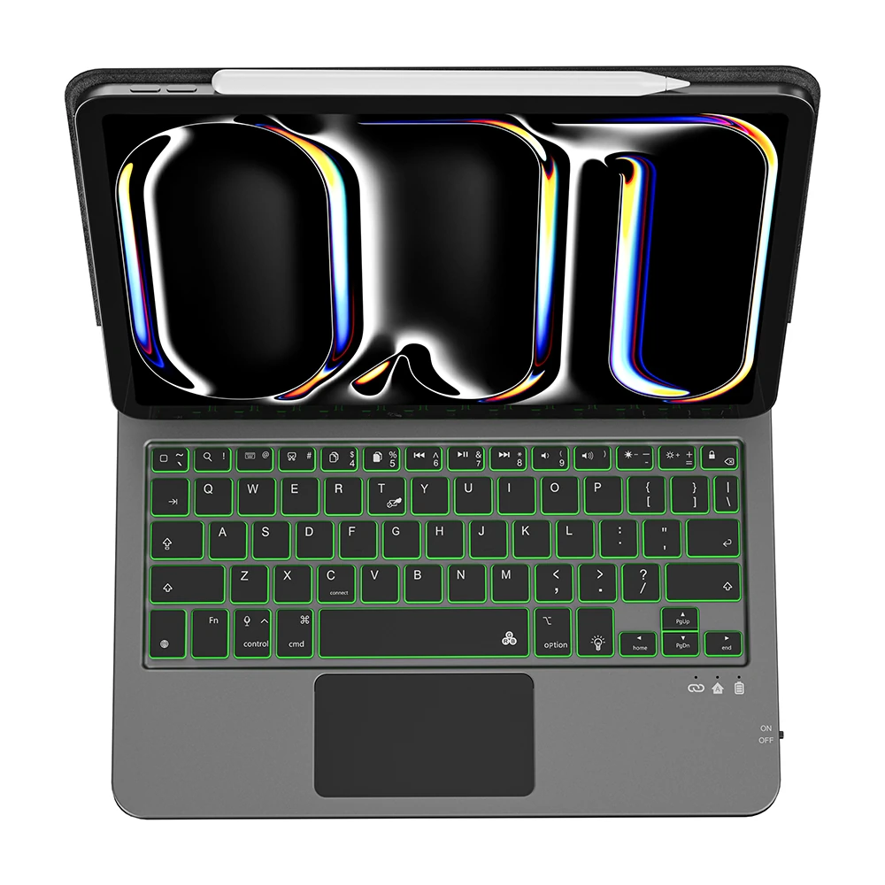 Apple iPad Pro 13 2024 Wiwu MK-003 Gizli Kalem Bölmeli Klavyeli Standlı Kılıf