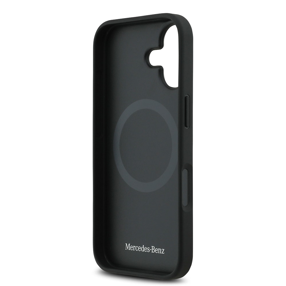 Apple iPhone 17 Kılıf Mercedes Benz Orjinal Lisanslı M-safe Şarj Özellikli Dokulu Desenli Deri Kapak