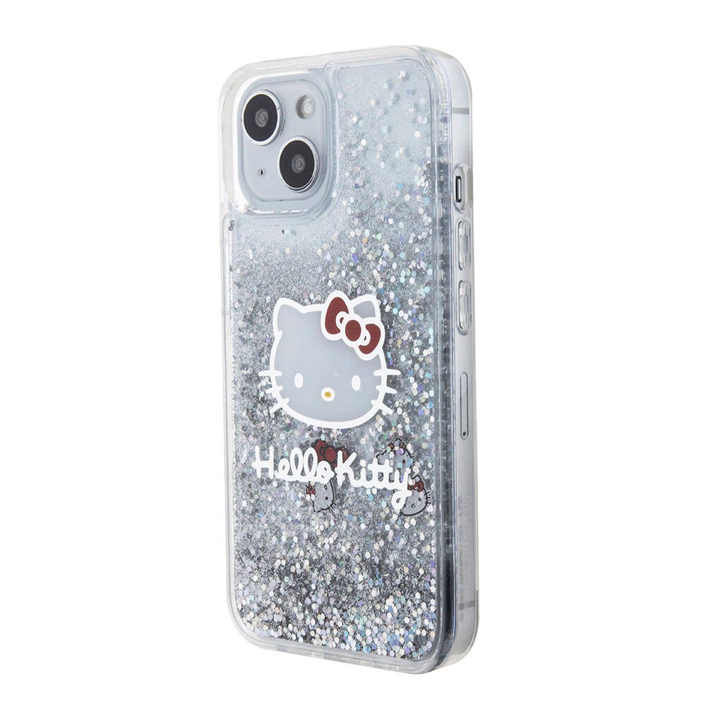 iPhone 15 Kılıf Hello Kitty Orjinal Lisanslı İkonik Sıvılı Glitter Kılıf