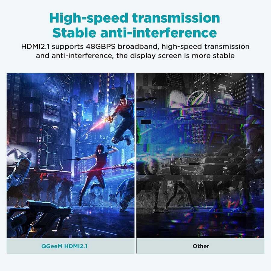 Qgeem QG-AV17 Görüntü ve Ses Aktarıcı HDMI Kablo 2.1 Versiyon 8K HD Kalite 48Gbps 4.57 metre