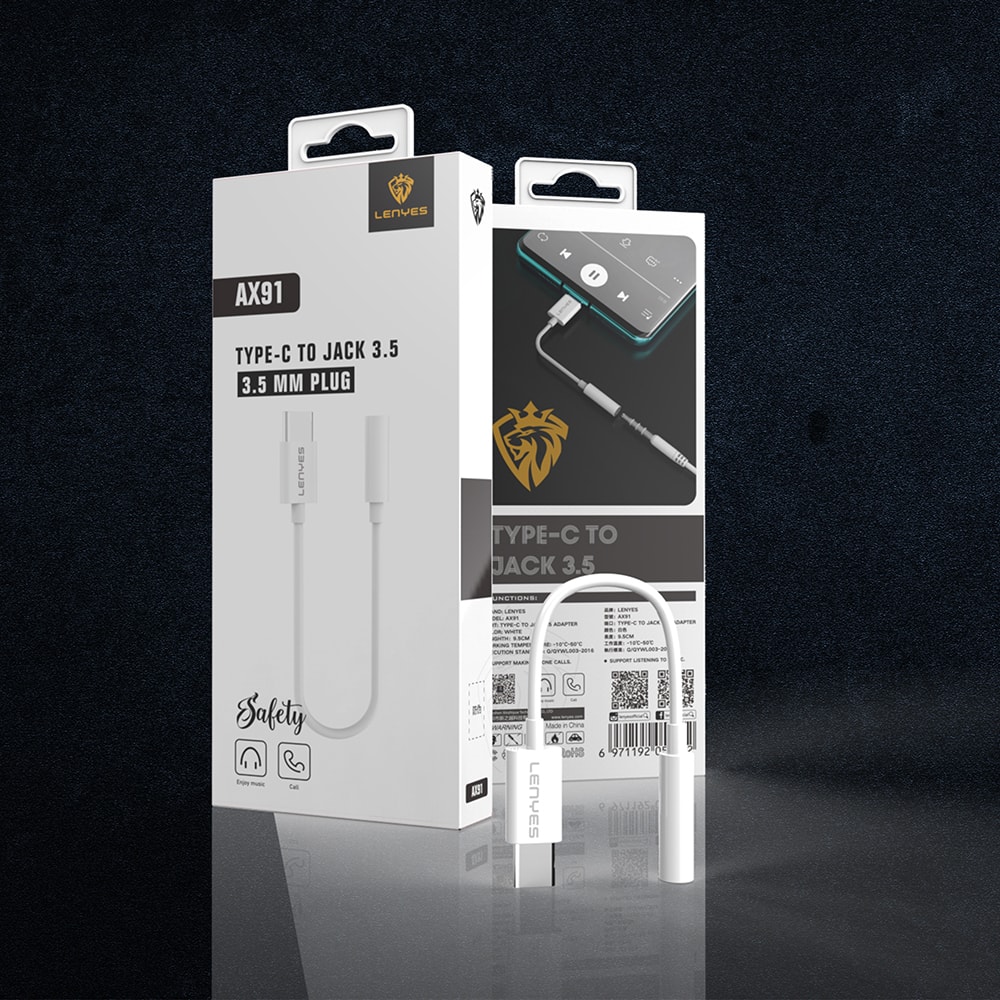 Lenyes AX91 Type-C to 3.5mm Hi-Fi Aux Çevirici Ses Adaptörü