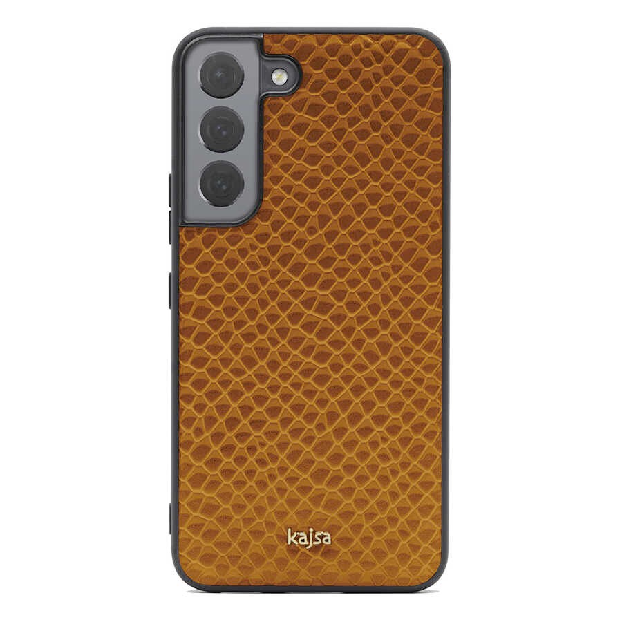 Galaxy S22 Kılıf ​Kajsa Pearl Pattern Hakiki Deri Kılıf